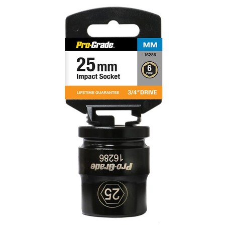 Pro-Grade Tools 3/4" Dr. 6 Pt. 25Mm Impact Socket 16286